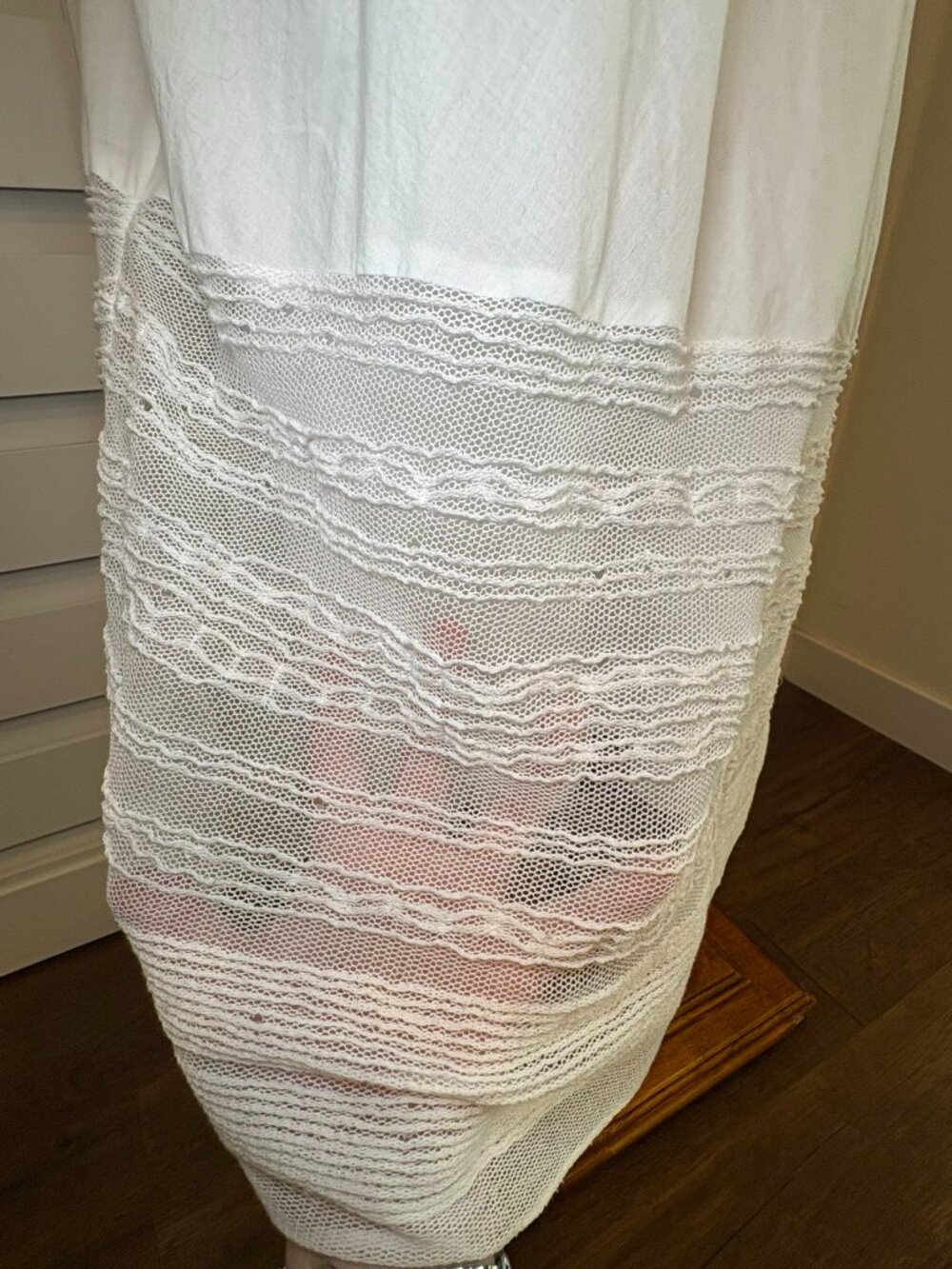 Catherine Malandrino Victorian Romantic White Fairycore Lace V Neck Maxi Dress - Picture 7 of 16